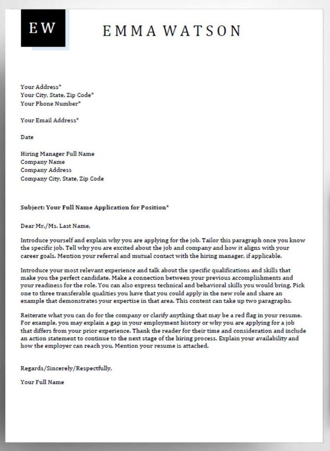 Professional Cover Letter Sample 1