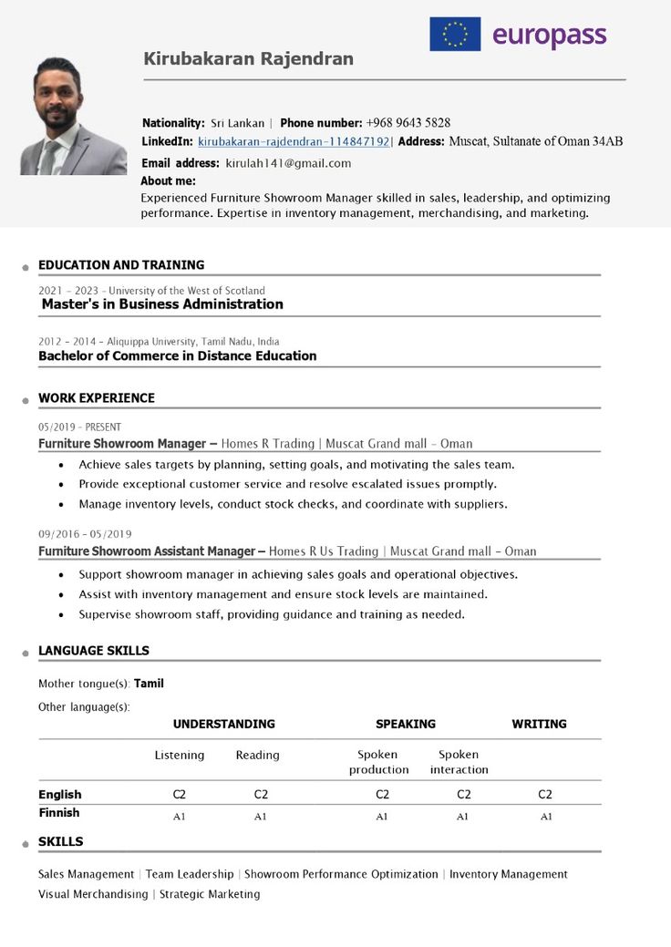 Europass CV Sample 2